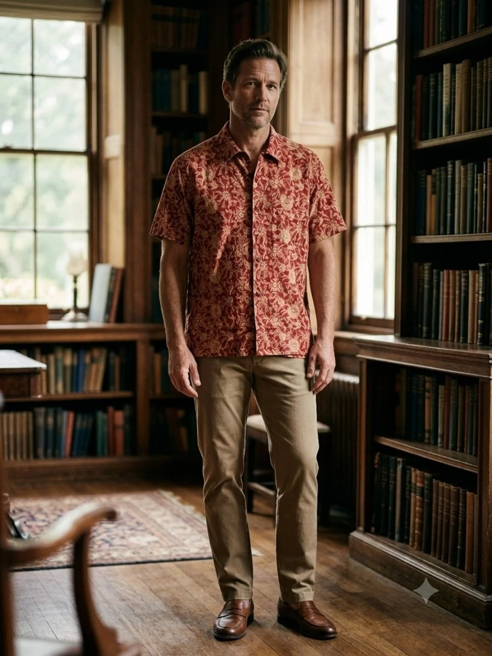 Orvis Red Floral Short-Sleeve Button-Down Shirt